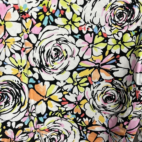 Talbots Womens Pants 12 Black Pink Side Zip Floral Straight Leg Bright Cheerful - Picture 5 of 10